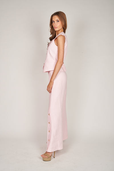 Gia Light Pink Linen Vest