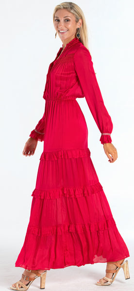GiGi Red Long Silk Dress