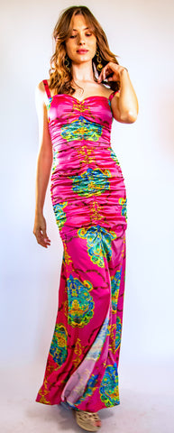 Pink Dolci Long Ruched Dress