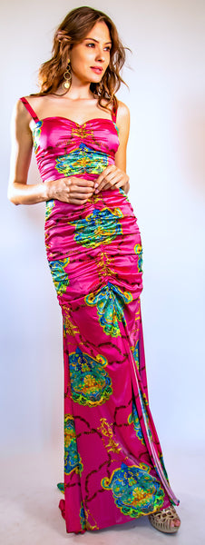 Pink Dolci Long Ruched Dress