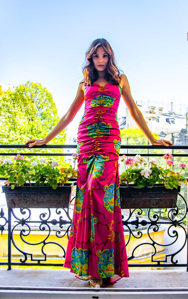 Pink Dolci Long Ruched Dress