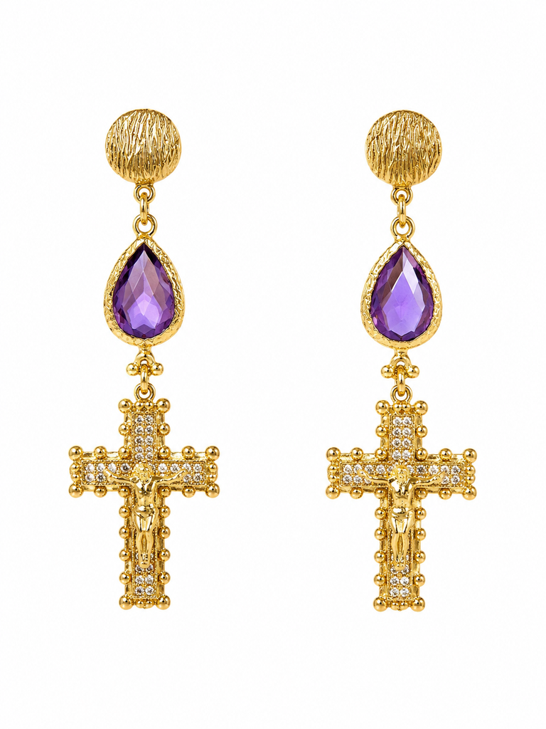 Amethyst Croix Earrings
