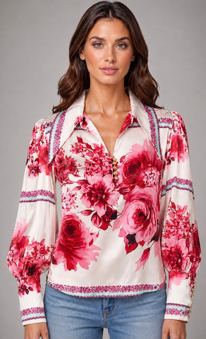 Blossom Blouse Pink & White 703