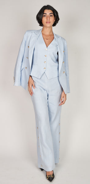 Gia Light Blue Linen Vest