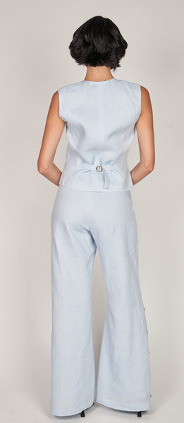 Gia Light Blue Linen Vest