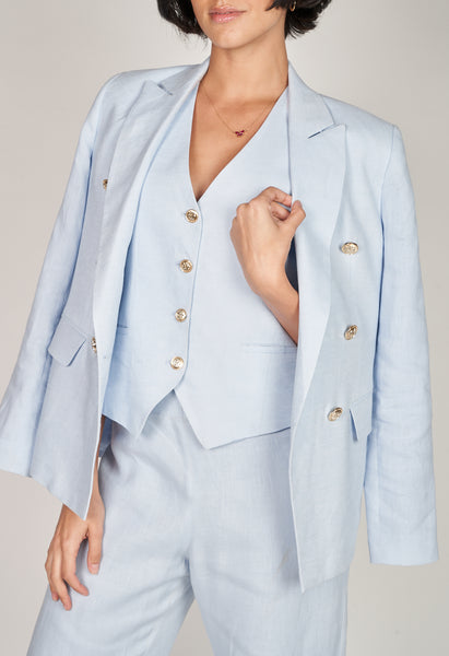 Gia Light Blue Linen Vest