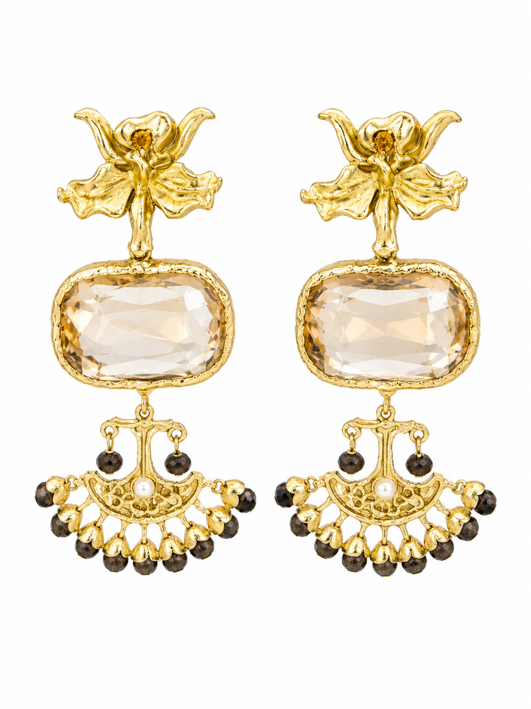 RIVIERA BLOOM CITRINE CHANDELIER EARRINGS