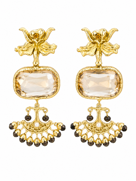 RIVIERA BLOOM CITRINE CHANDELIER EARRINGS