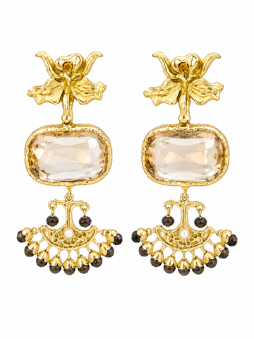 RIVIERA BLOOM CITRINE CHANDELIER EARRINGS