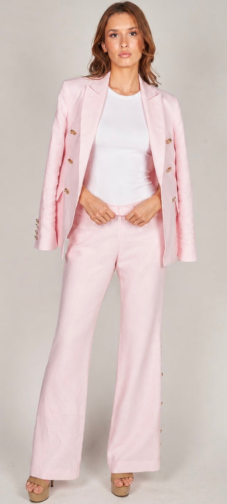 2 pc Pink Linen Suit - Gia