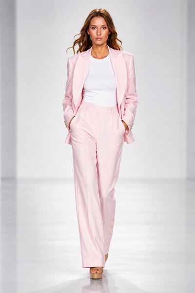 2 pc Pink Linen Suit - Gia