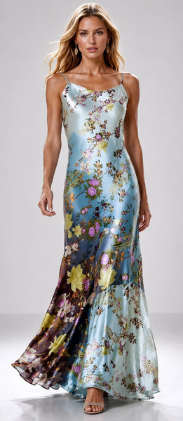 Midnight Long Cami Dress Blue