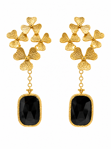 Noir Blossom Onyx drop Earrings