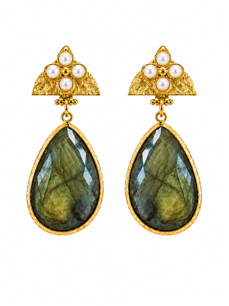 Portofino Pearl & Labradorite Drop Earrings