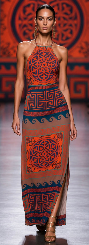 Venus Orange Blue Dress Venus Orange Blue Dress