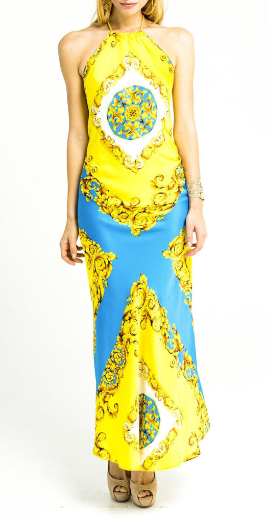 Capri- Blue and Yellow Dress M Capri- Blue and Yellow Dress M