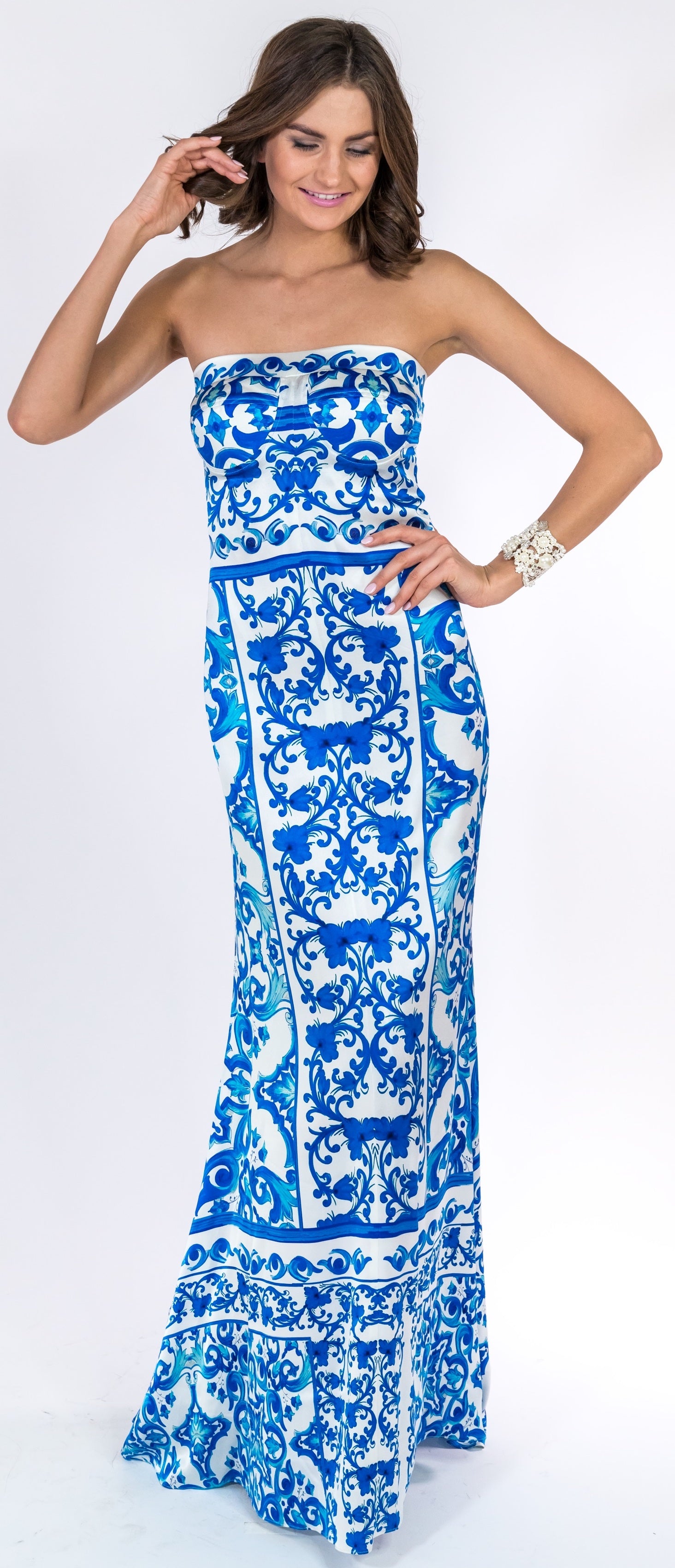 パーティードレス a Ferretti Printed Light Blue Viscose Evening Dress Alberta Ferretti Printed Light Blue Viscose Dress | THE LIST