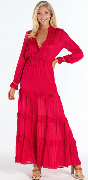 GiGi Red Long Silk Dress