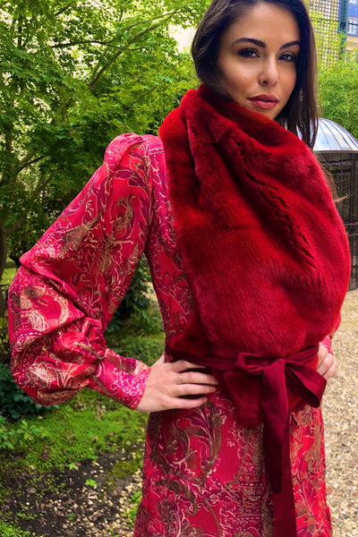 Ferrari Red Mink Stola