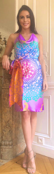 Purple Sunrise Short Wrap Dress