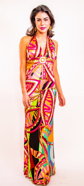 Riveria Multi Color Halter Dress