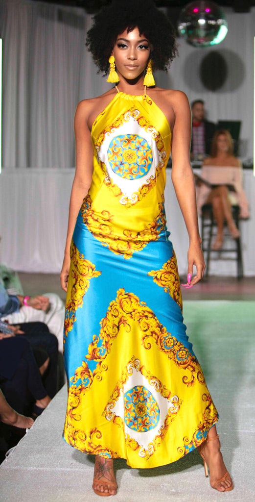 Capri- Blue and Yellow Dress M Capri- Blue and Yellow Dress M